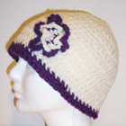Ivory White and Purple Flower Hat